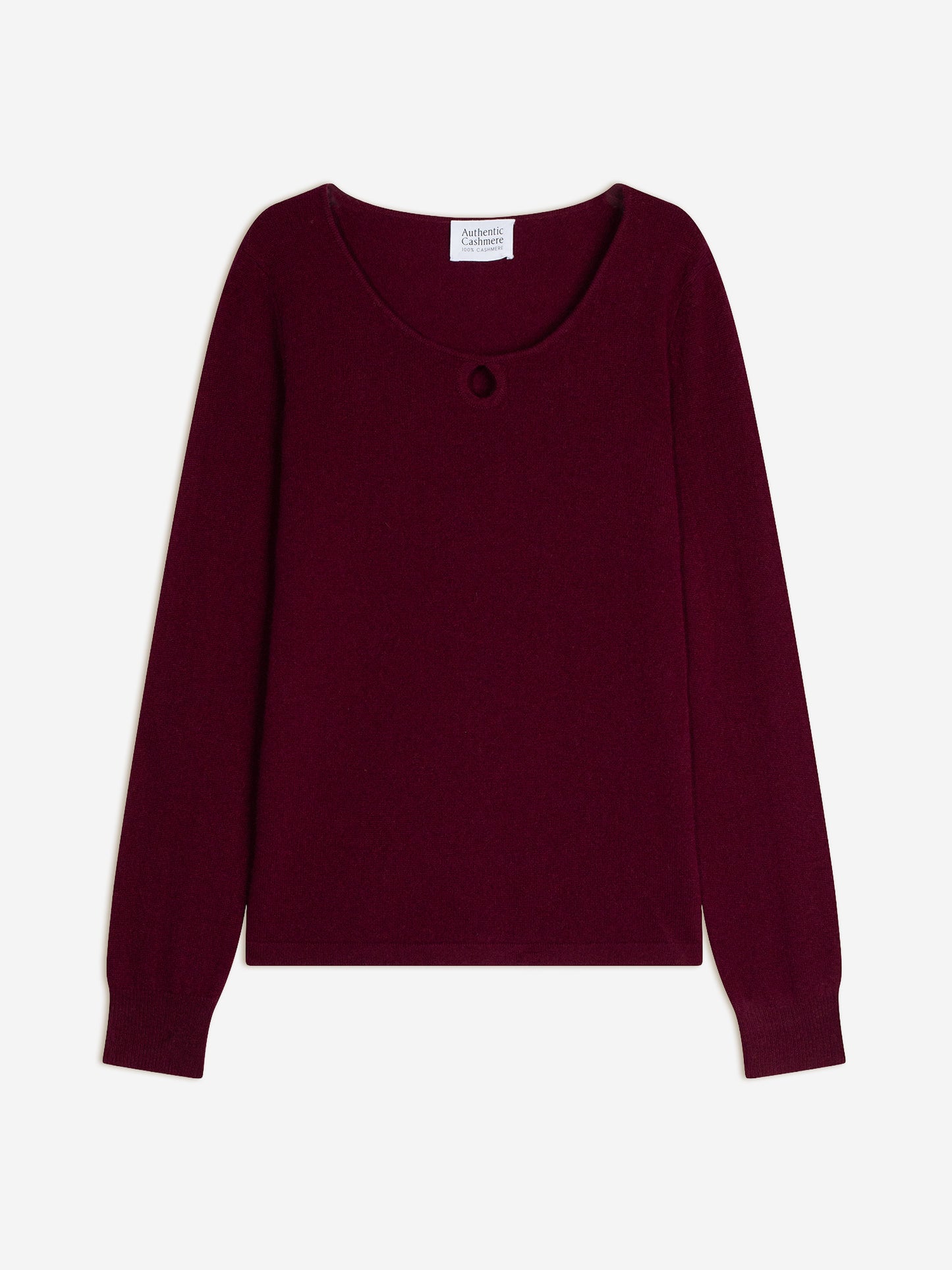 GLYDER boat-neck sweater drop front burgundy 100% cashmere