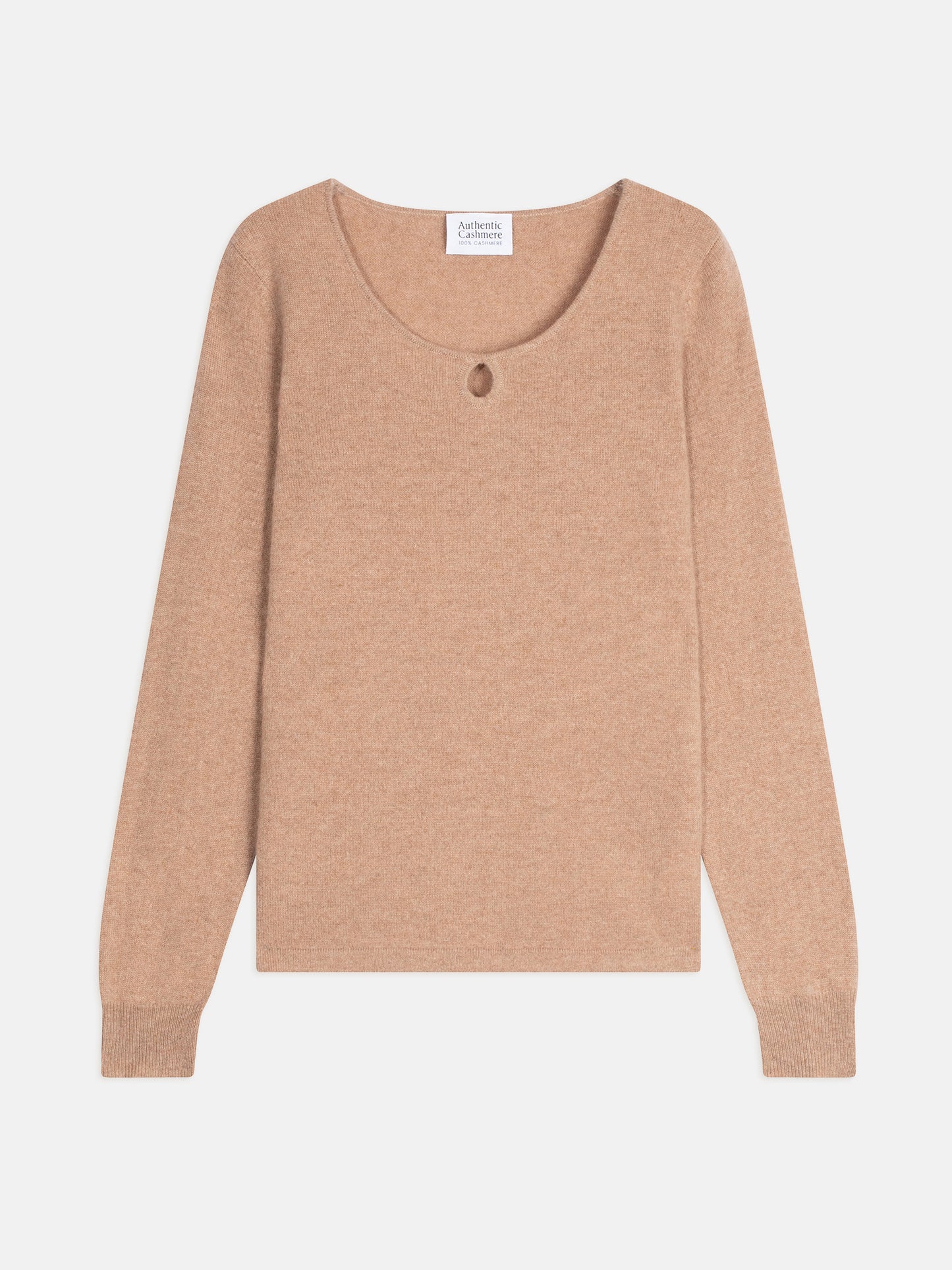 GLYDER pull col bateau goutte devant camel chiné 100% cachemire