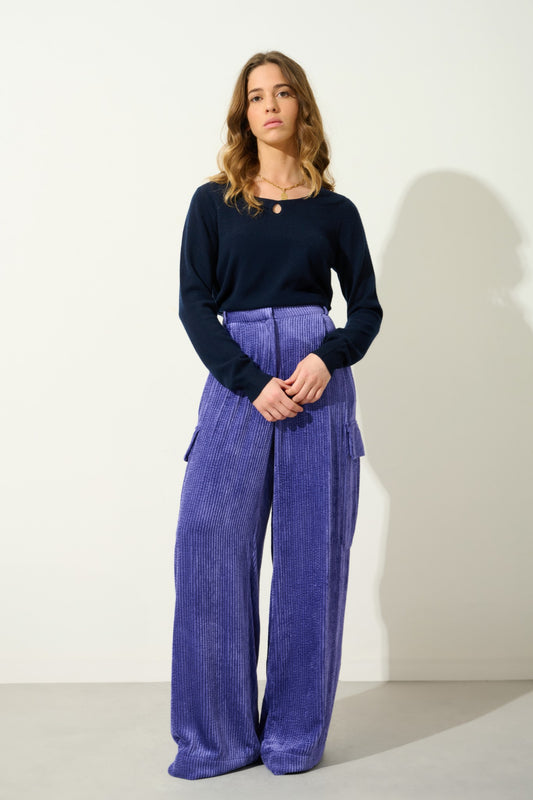 glyder pull col bateau goutte devant navy 100% cachemire