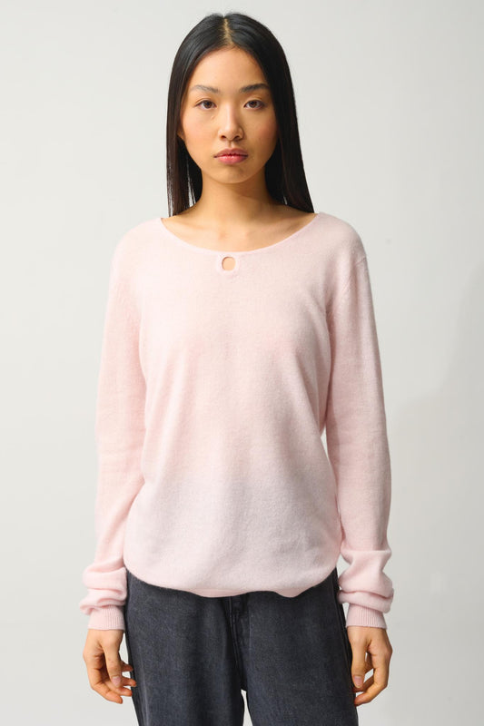 GLYDER pull col bateau goutte devant poudre 100% cachemire