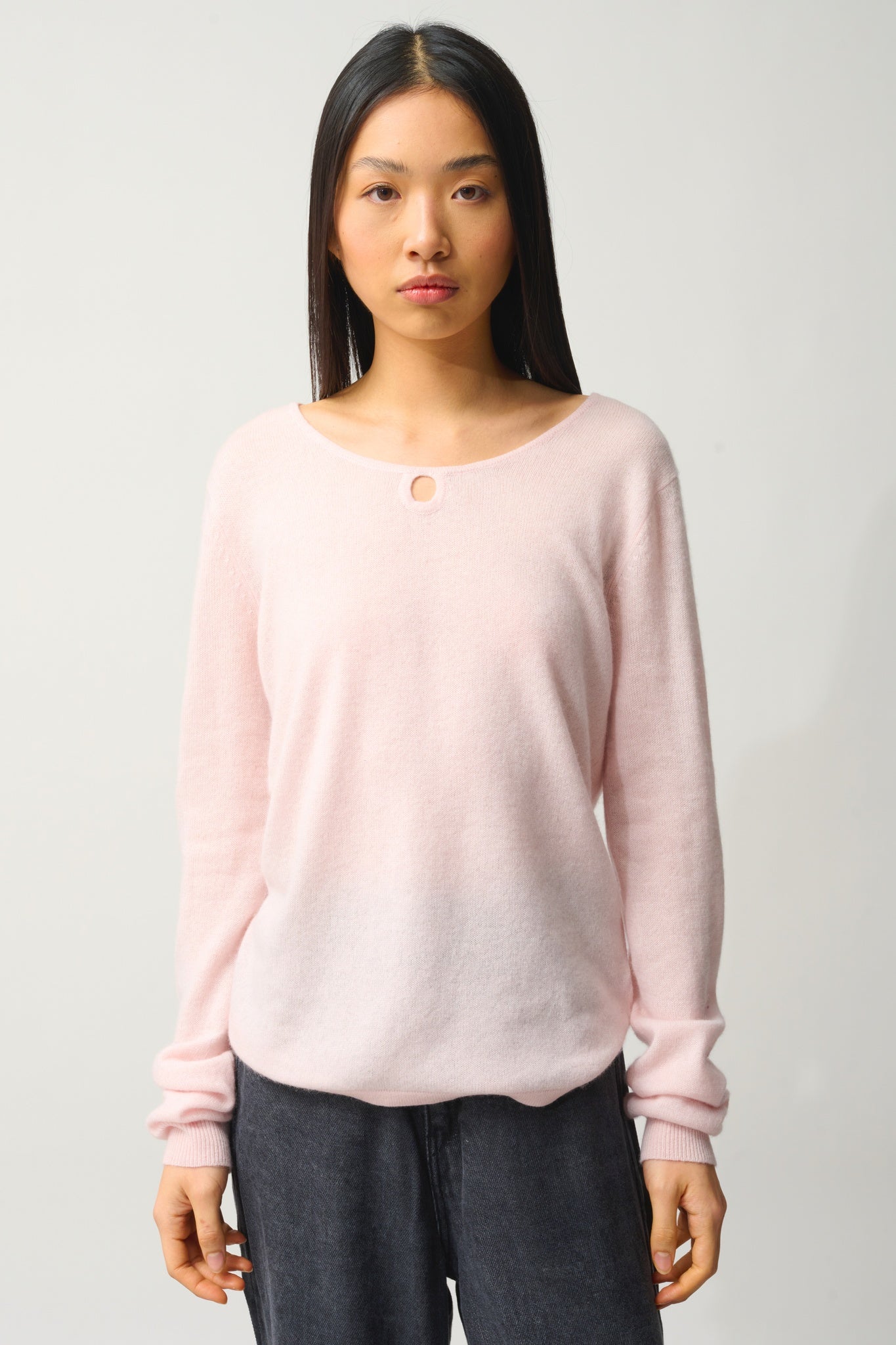 GLYDER pull col bateau goutte devant poudre 100% cachemire