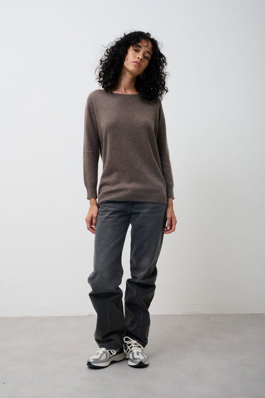 GOLÉON taupe mottled bat sweater 100% cashmere