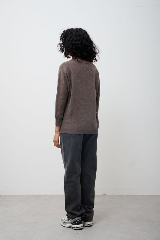 GOLÉON taupe mottled bat sweater 100% cashmere