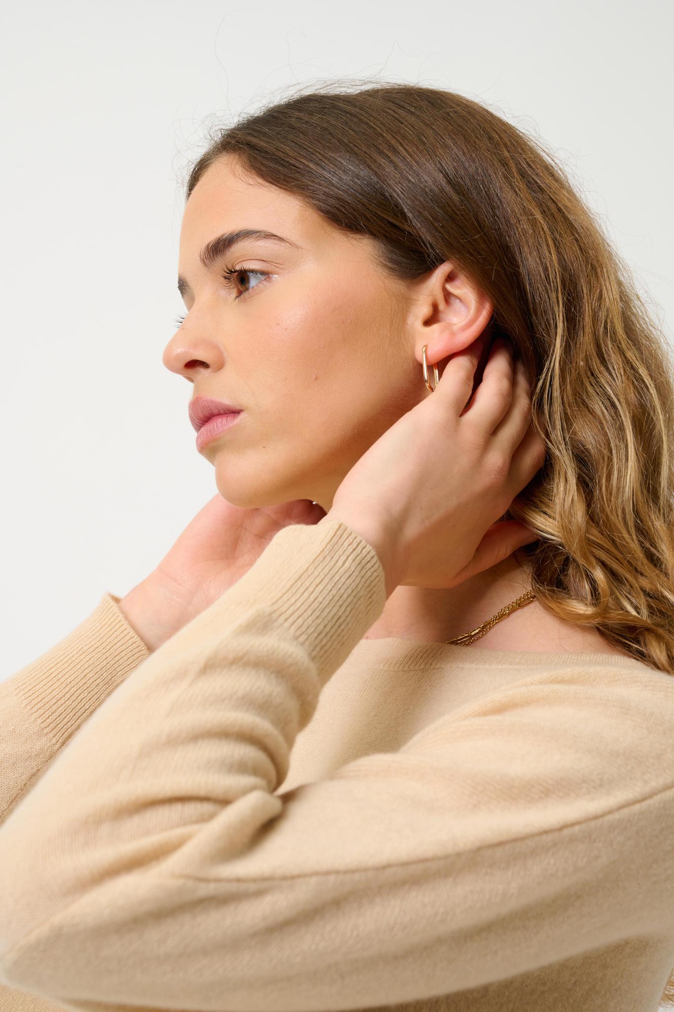 GOLÉON pull chauve souris beige 100% cachemire