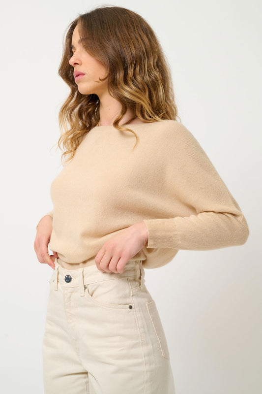 GOLÉON beige bat sweater 100% cashmere