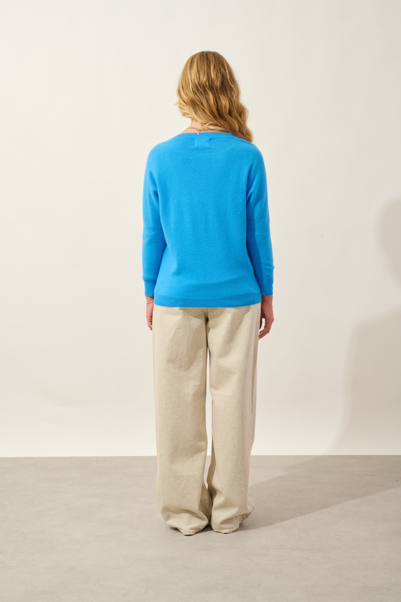 goléon pull chauve souris bleu celeste 100% cachemire