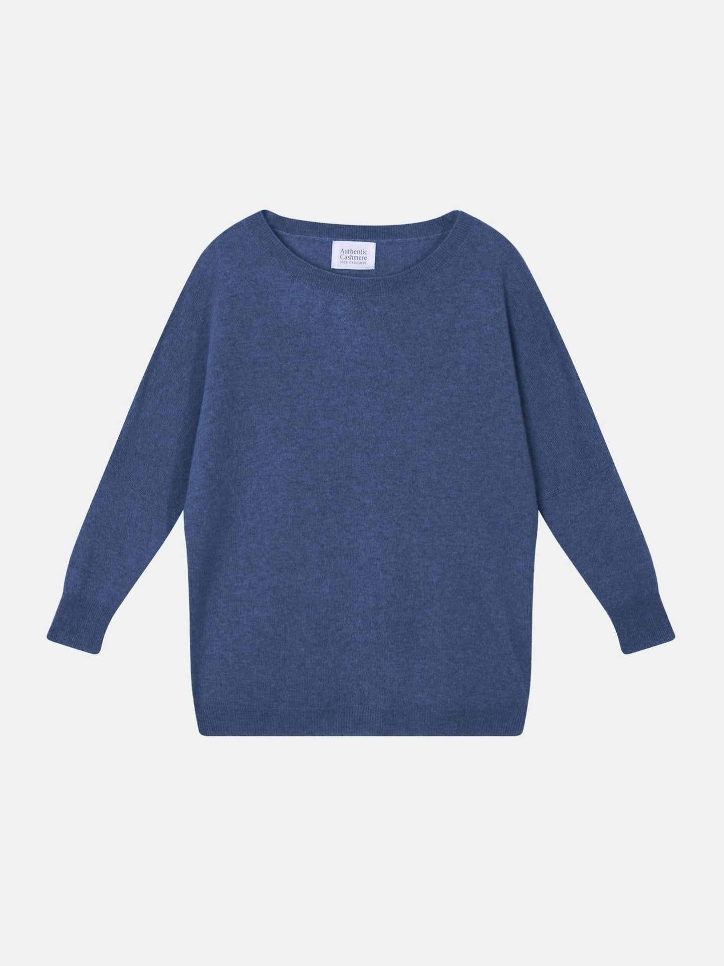 GOLÉON Fledermauspullover in Denimblau aus 100% Kaschmir