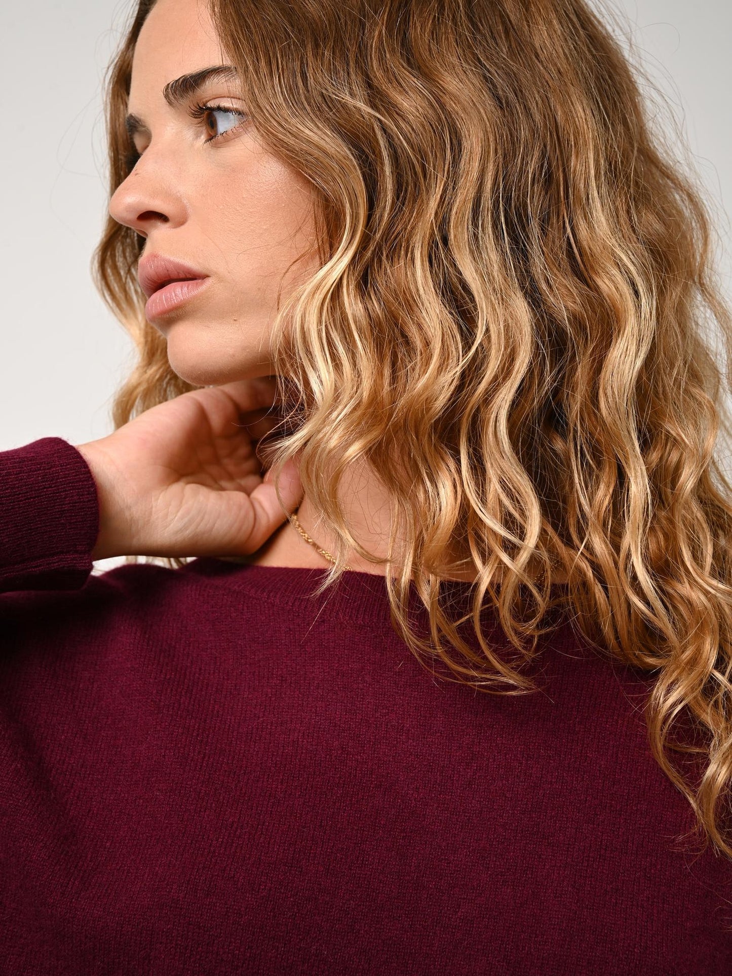 GOLÉON pull chauve souris bordeaux 100% cachemire