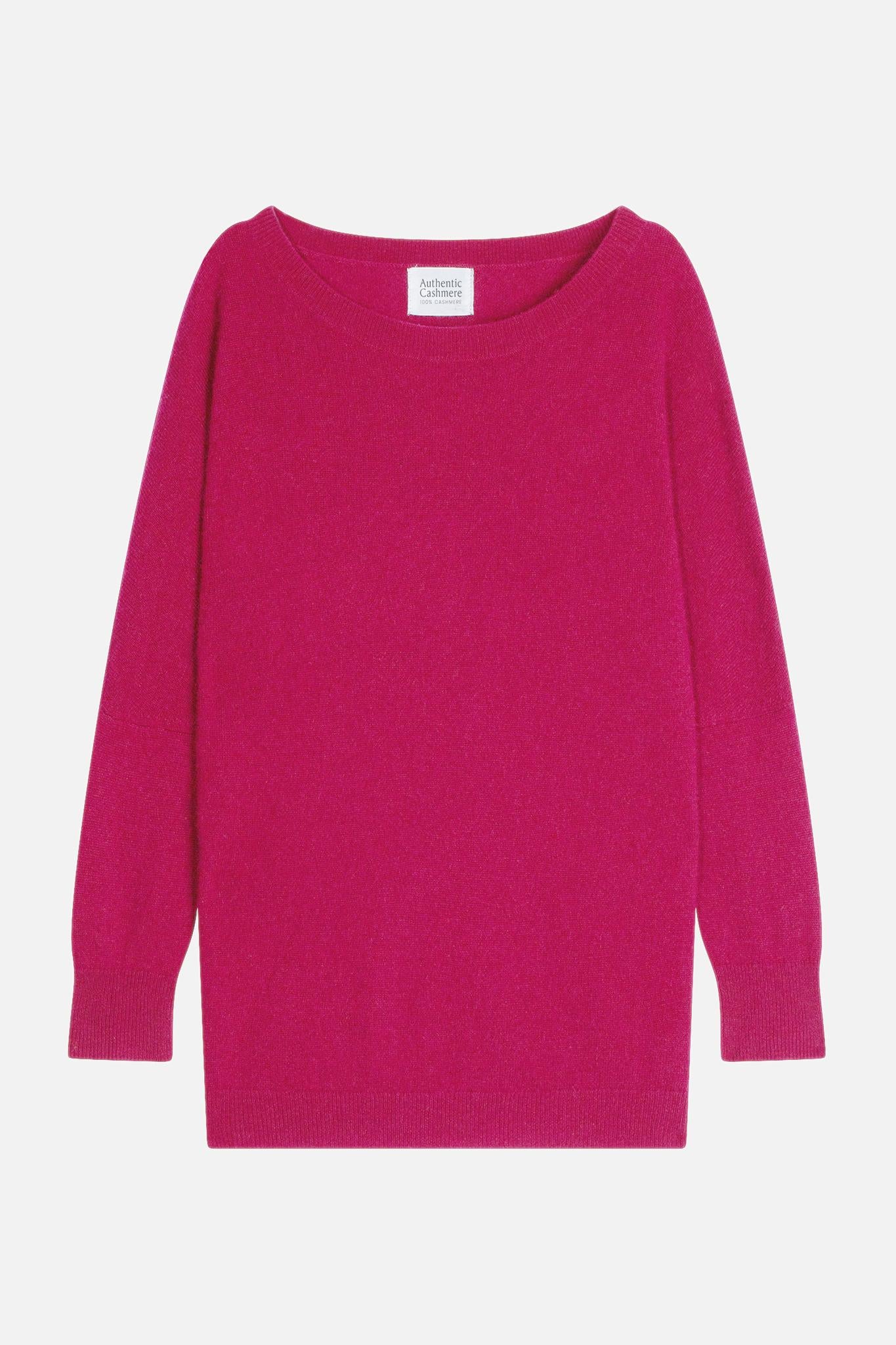 GOLÉON pull chauve souris fuchsia 100% cachemire