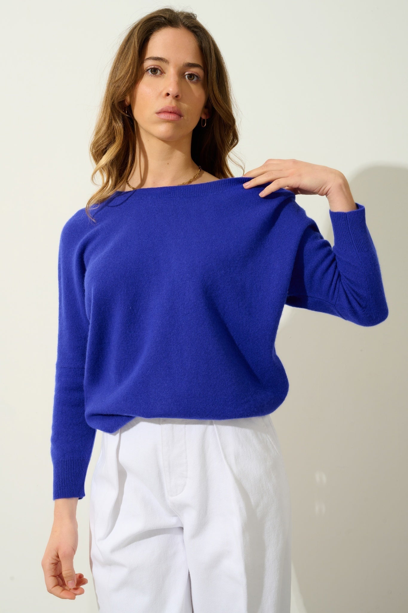 GOLÉON Pullover Fledermaus Indigo 100% Kaschmir