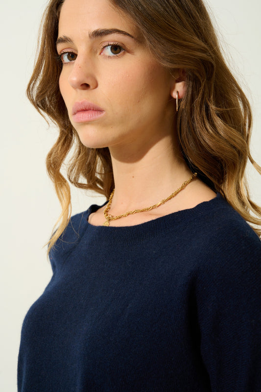 GOLÉON Pullover Fledermaus navy 100% Kaschmir