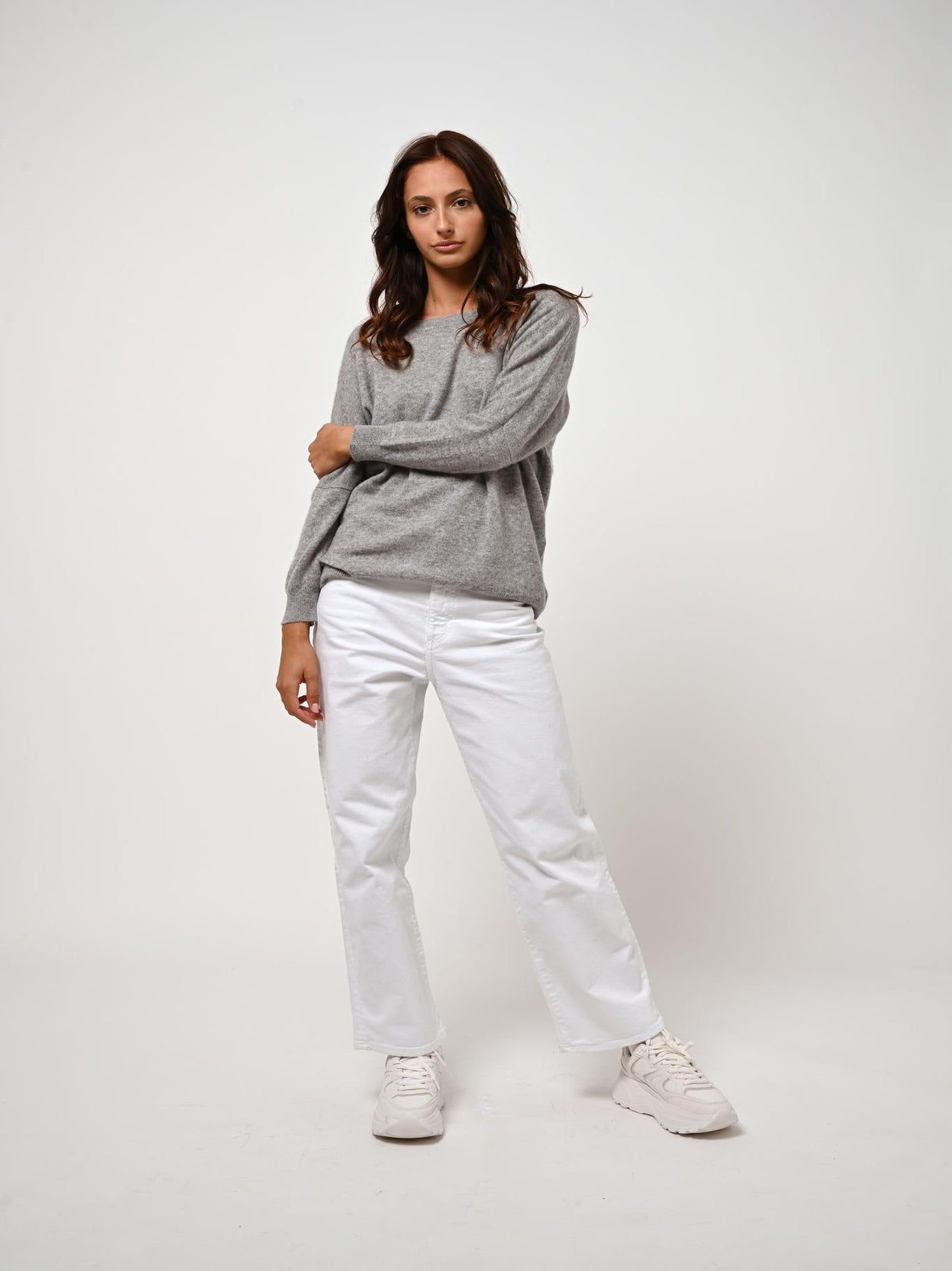 GOLÉON pull chauve souris nuage chiné 100% cachemire