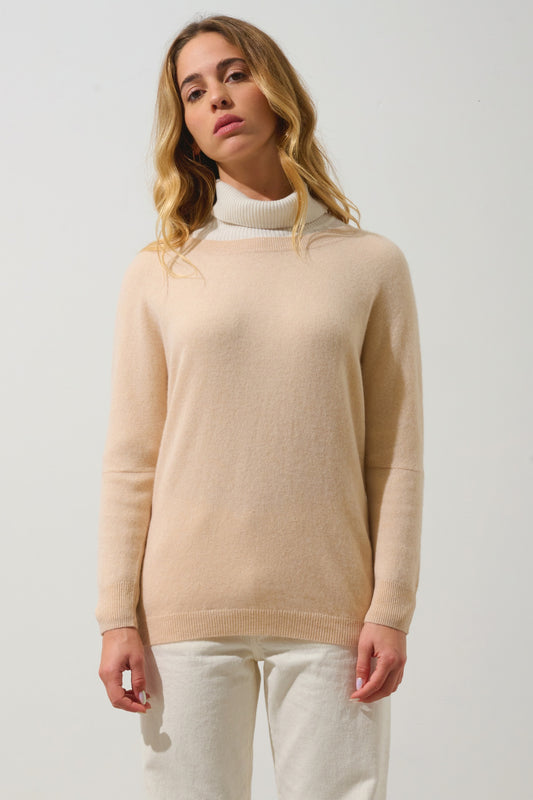 GOLÉON Fledermauspullover sandfarben 100% Kaschmir