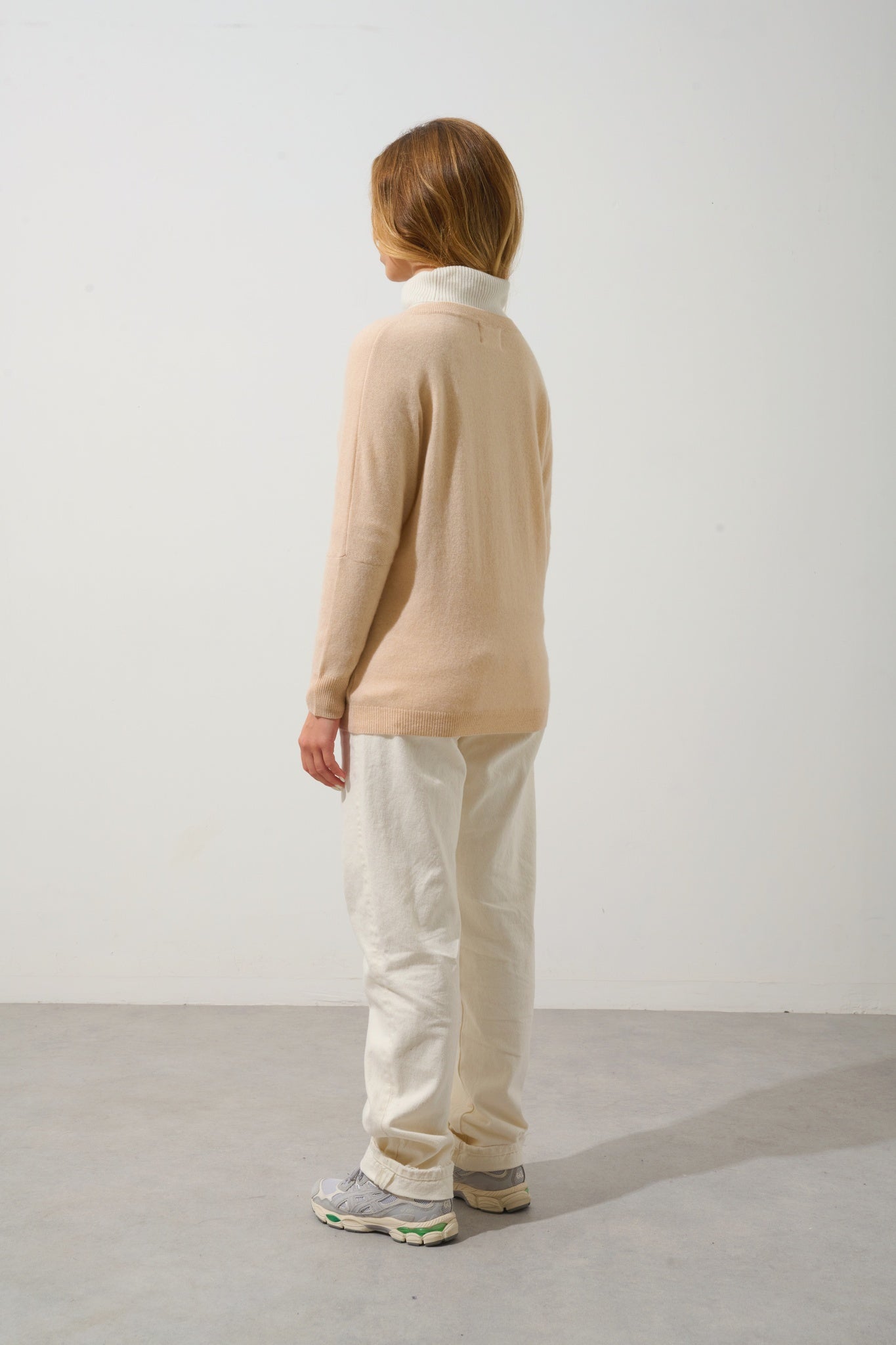 GOLÉON pull chauve souris sable 100% cachemire