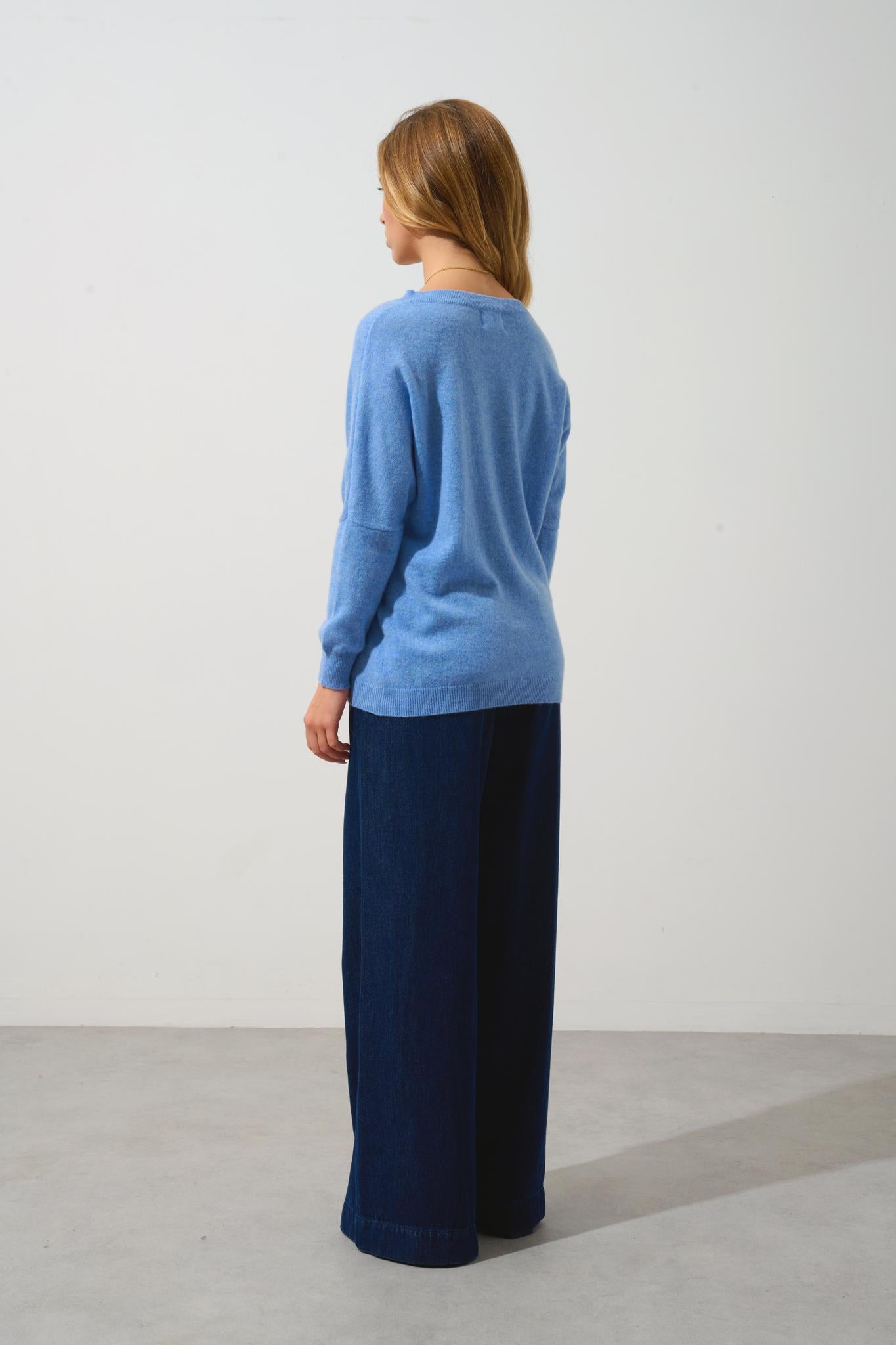 GOLÉON bald sweater sky 100% cashmere