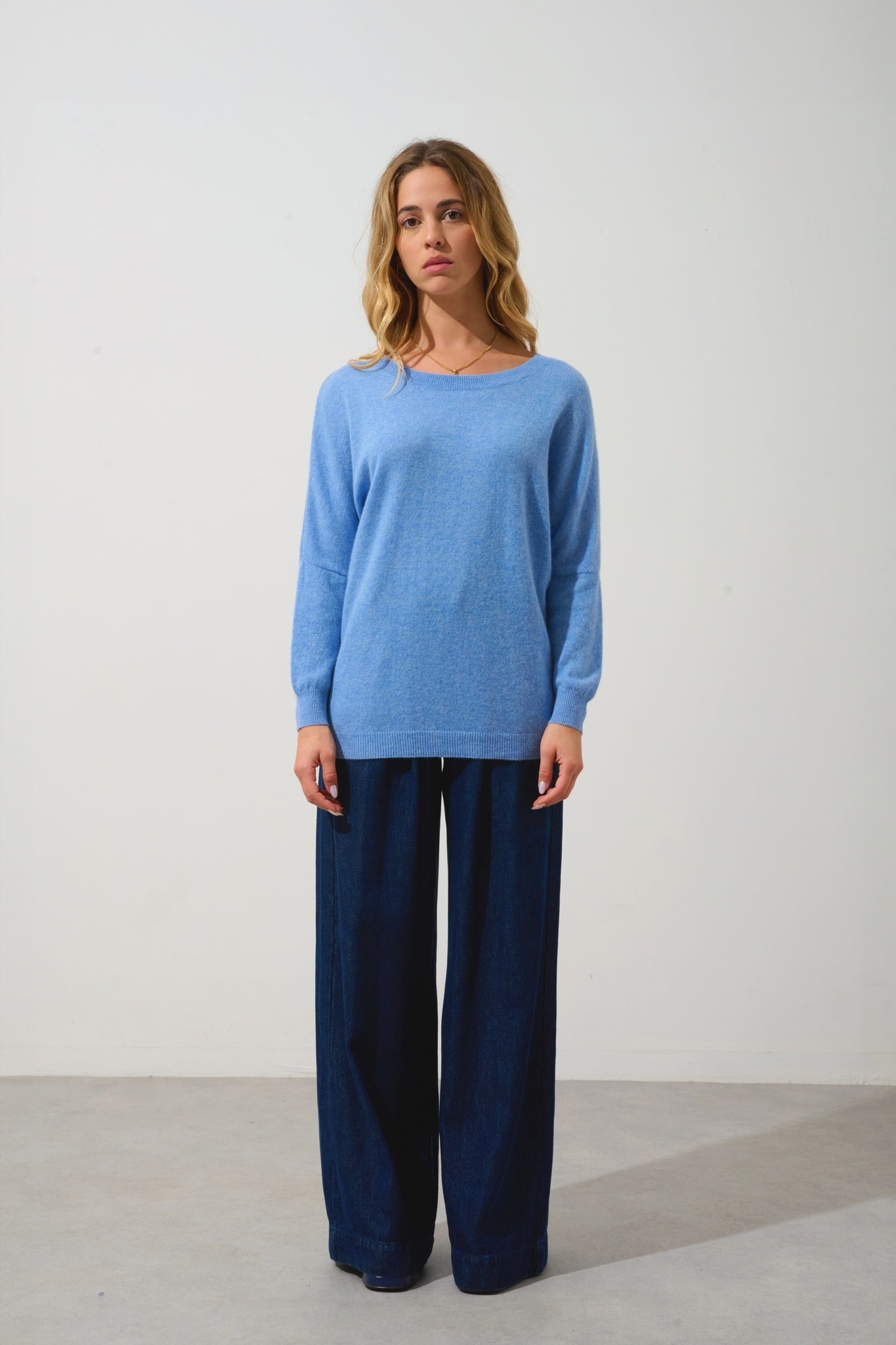 GOLÉON Pullover Fledermaus sky 100% Kaschmir