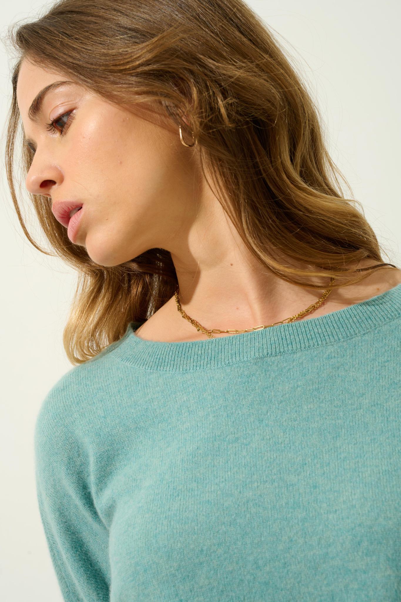 GOLÉON mottled green bat sweater 100% cashmere