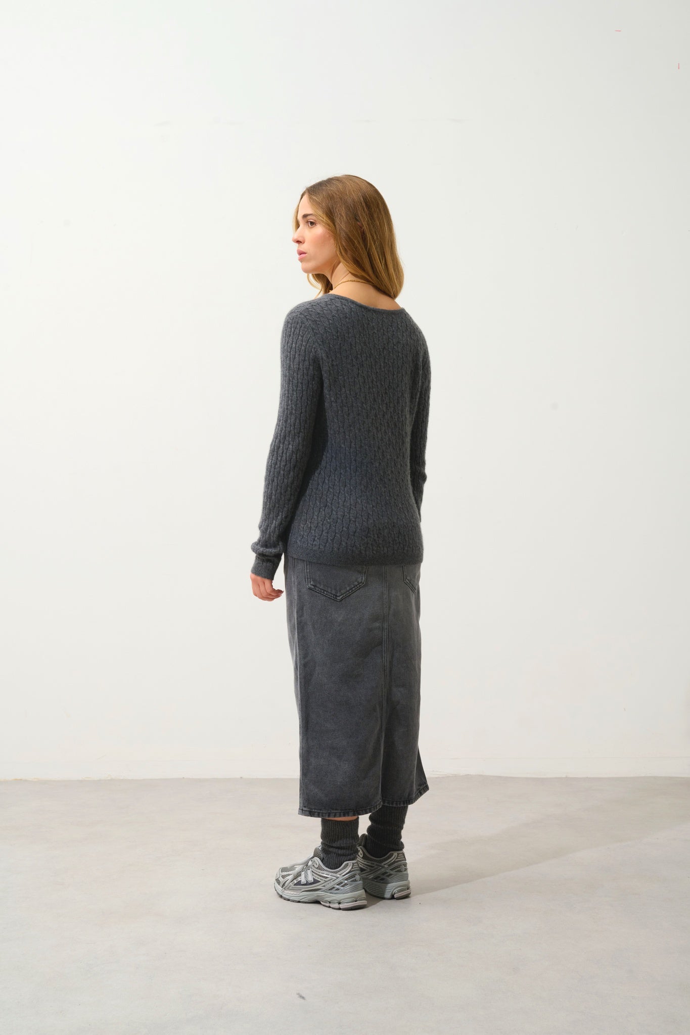 GRASMOOR pull col v anthracite chiné 100% cachemire