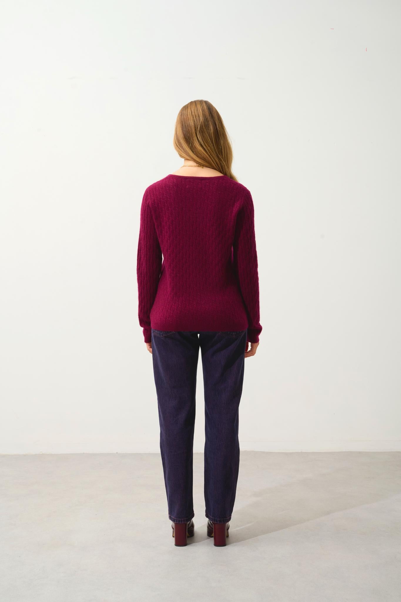 GRASMOOR burgundy v-neck sweater 100% cashmere
