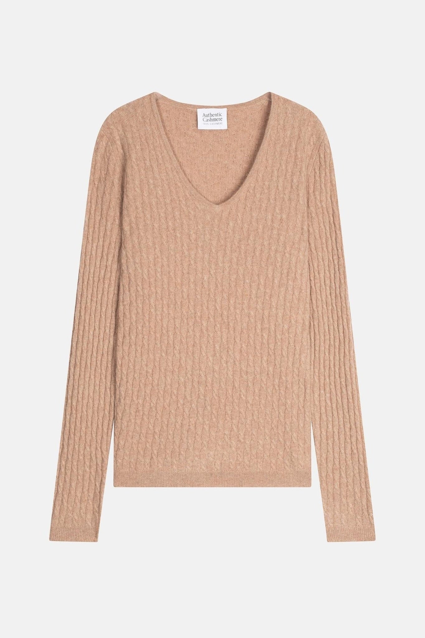 GRASMOOR Pullover mit V-Ausschnitt camel meliert 100% Kaschmir