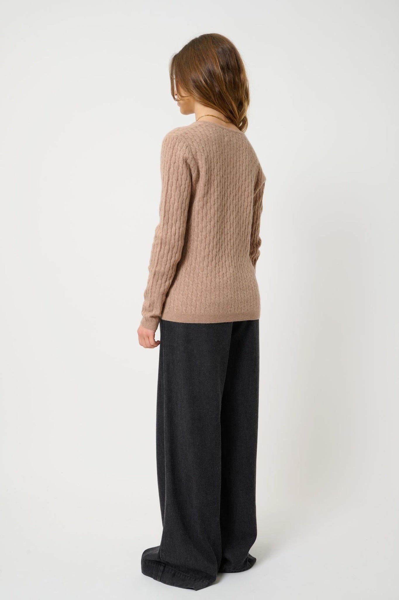 GRASMOOR Pullover mit V-Ausschnitt camel meliert 100% Kaschmir
