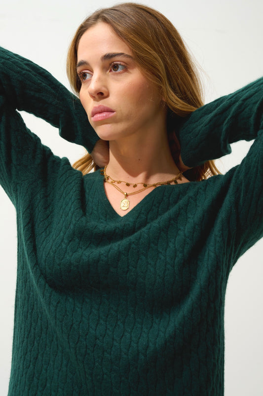 GRASMOOR Pullover mit V-Ausschnitt Zypresse 100% Kaschmir