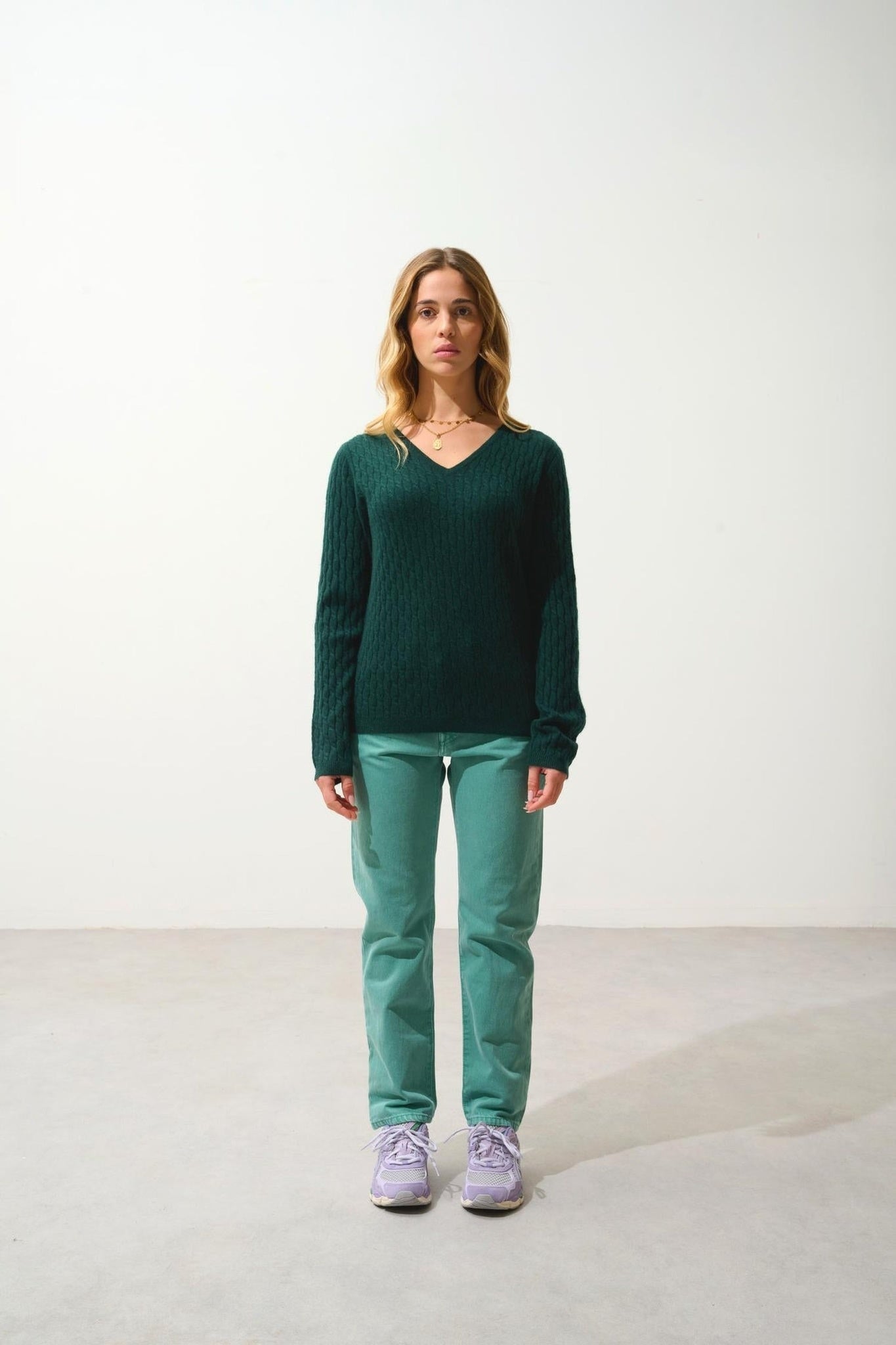 GRASMOOR Pullover mit V-Ausschnitt Zypresse 100% Kaschmir