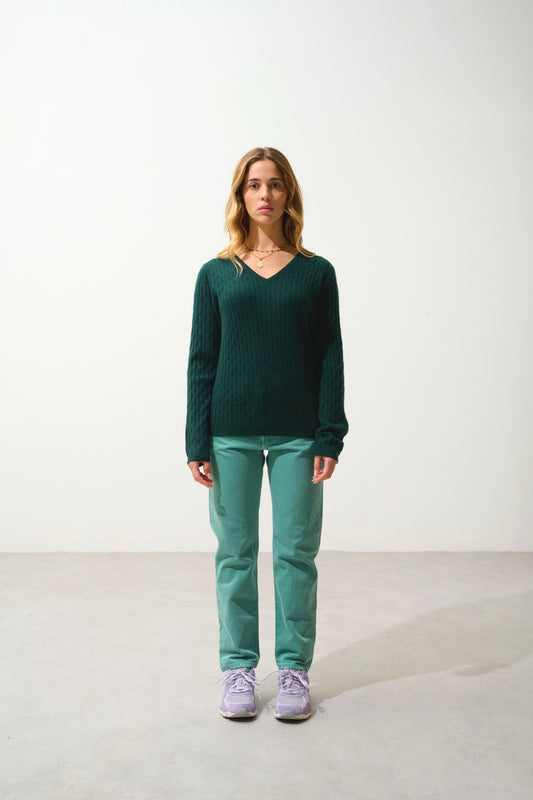 GRASMOOR Pullover mit V-Ausschnitt Zypresse 100% Kaschmir