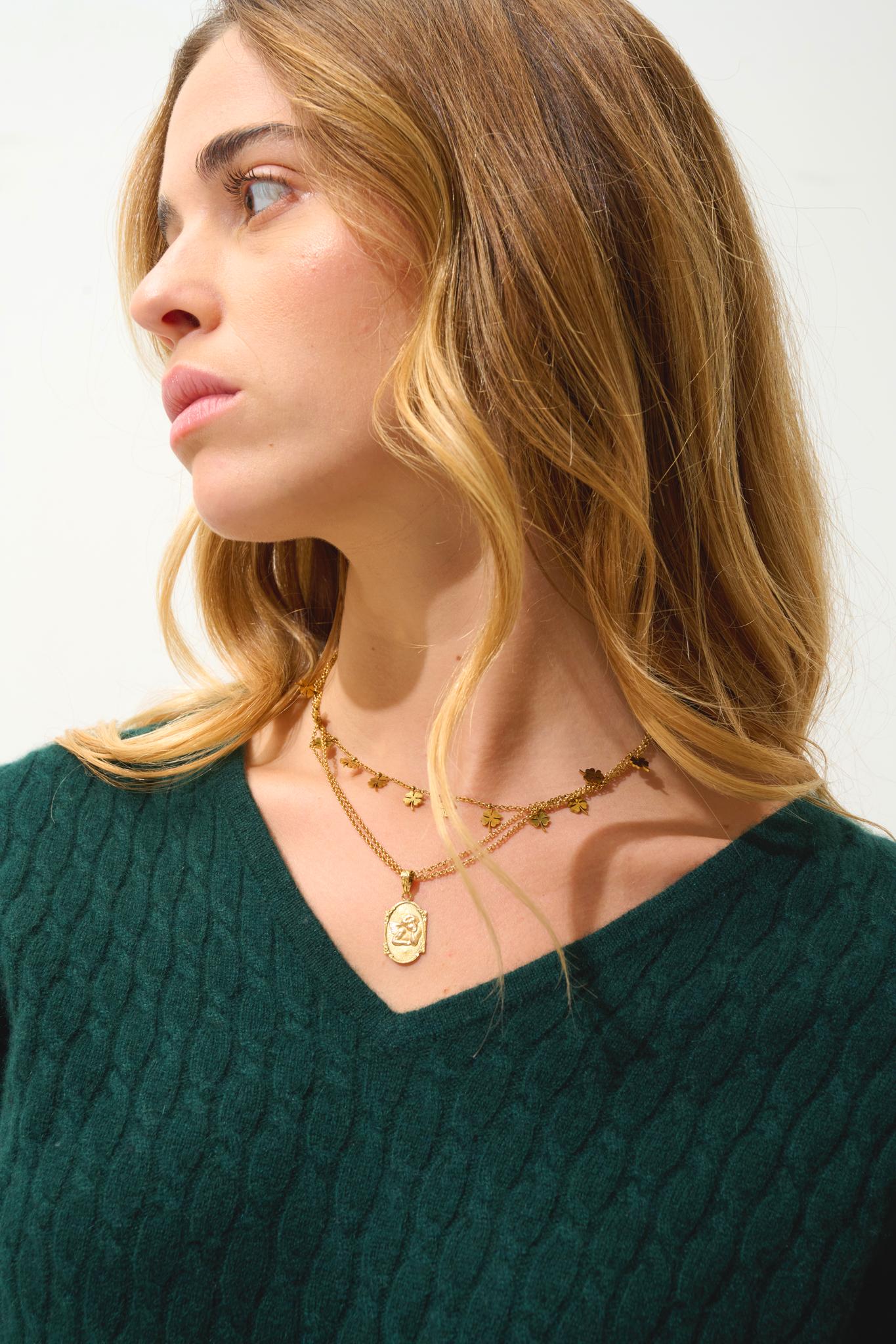 GRASMOOR pull col v cyprès 100% cachemire