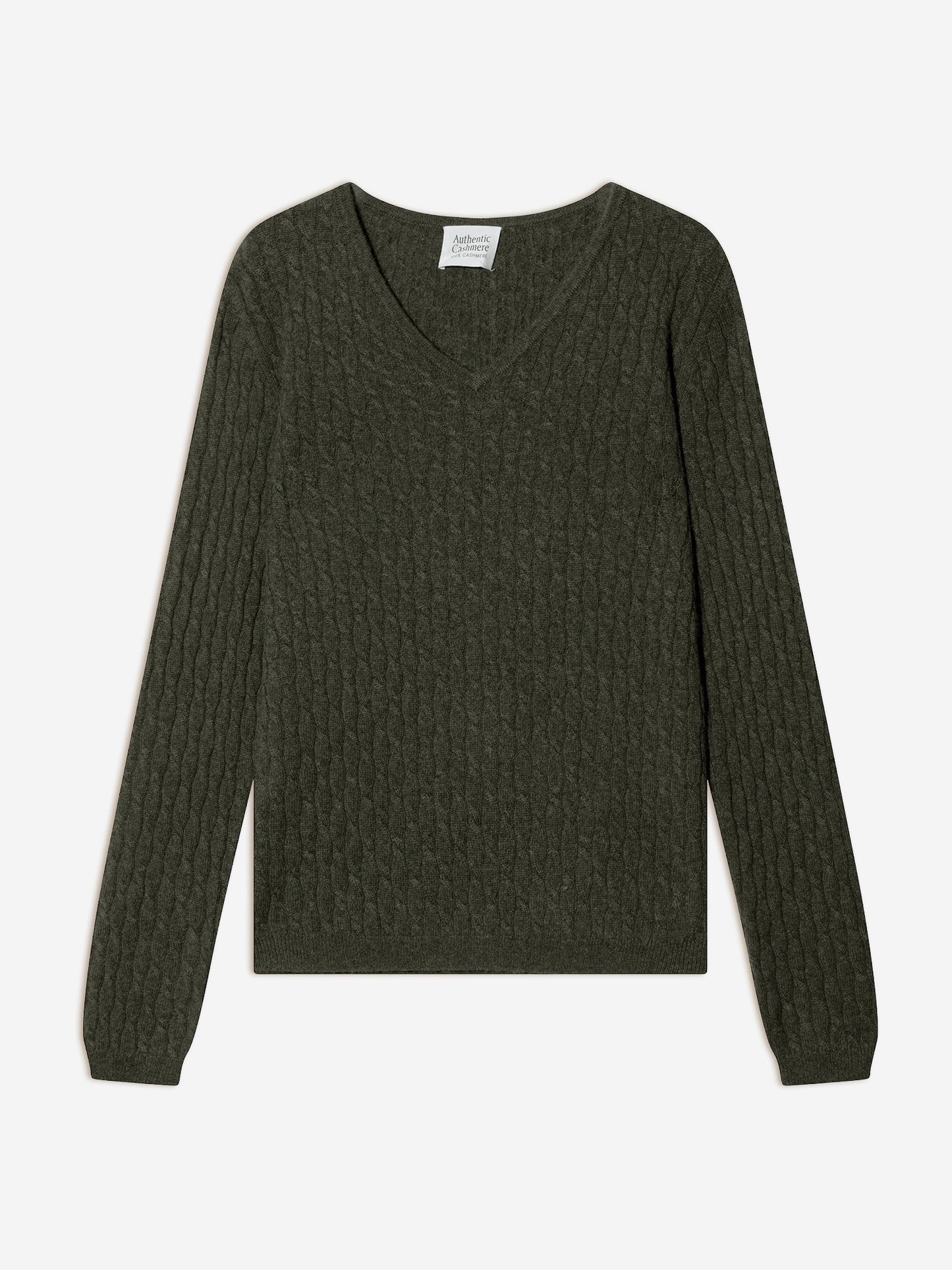 GRASMOOR pull col v kaki chiné 100% cachemire