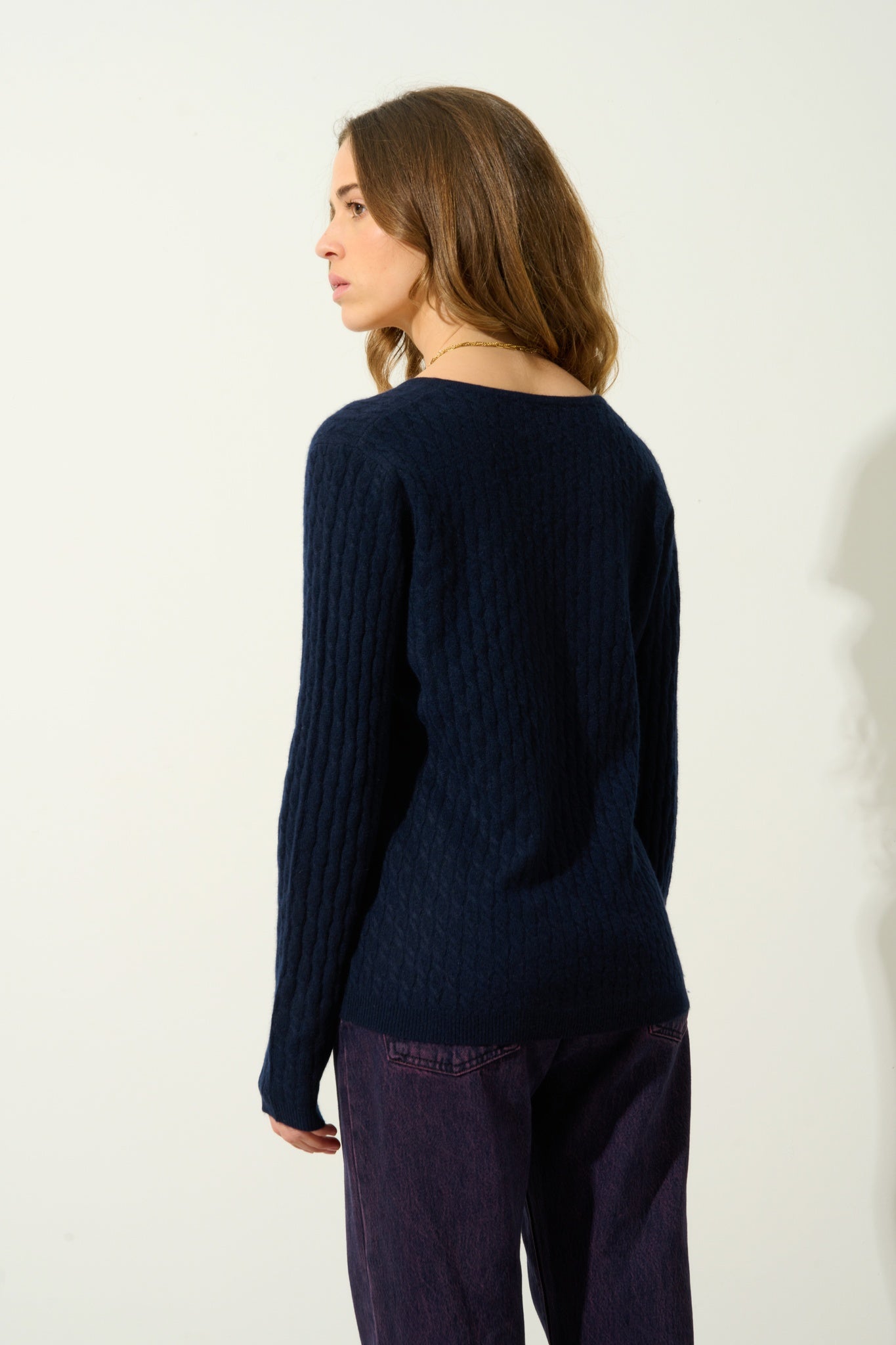 GRASMOOR Marineblauer Pullover mit V-Ausschnitt, 100 % Kaschmir