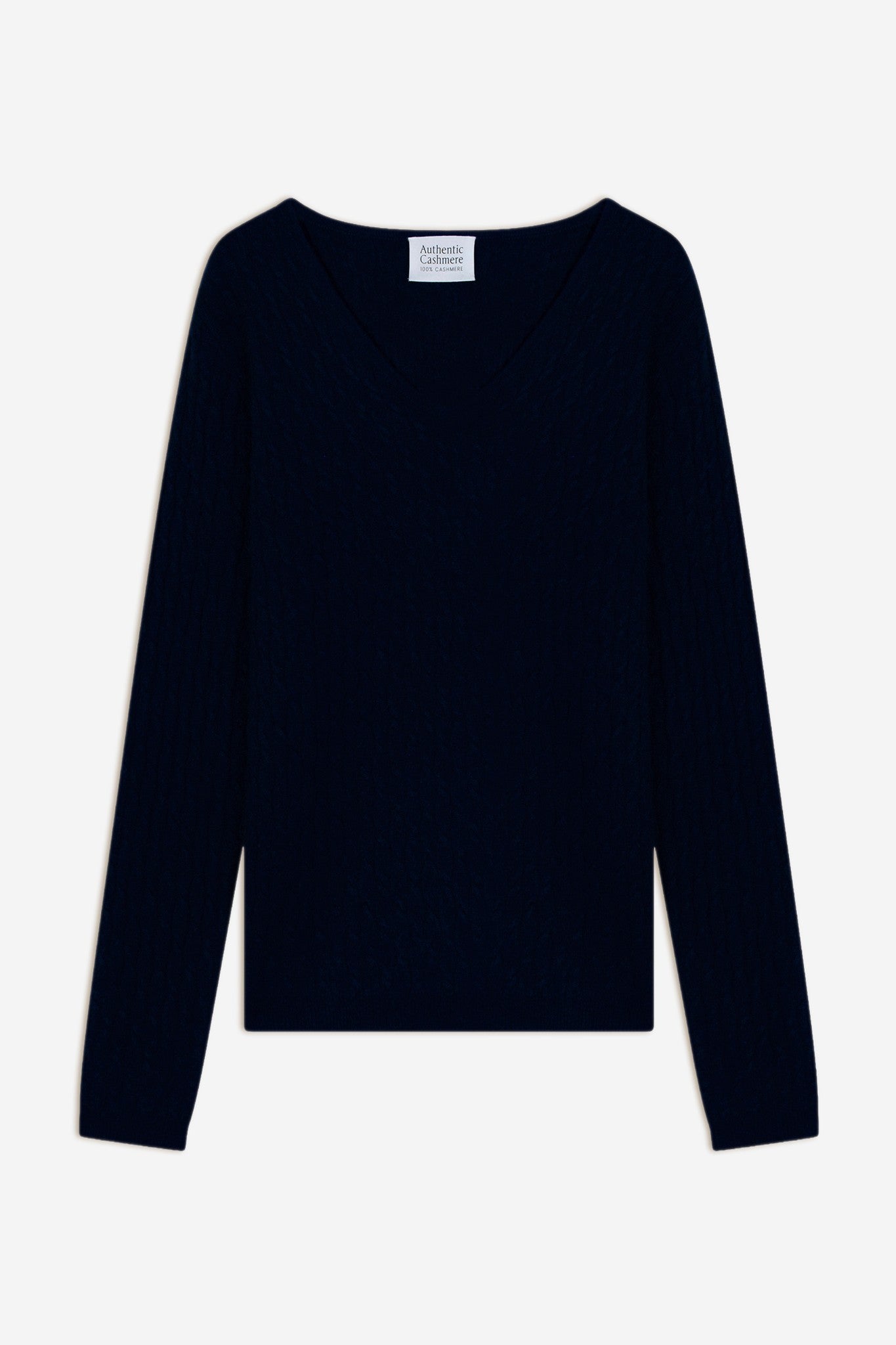 grasmoor pull col v navy 100% cachemire