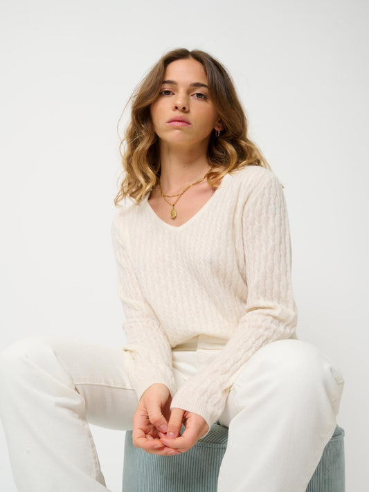 GRASMOOR v-neck sweater snow 100% cashmere