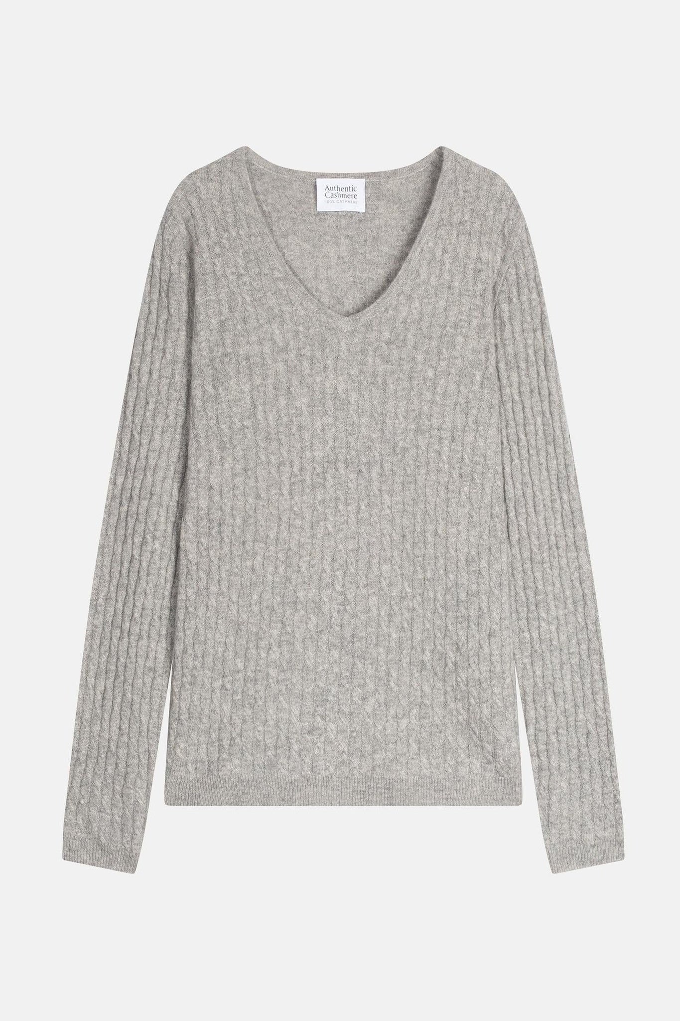 GRASMOOR Pullover mit V-Ausschnitt wolkig meliert 100% Kaschmir