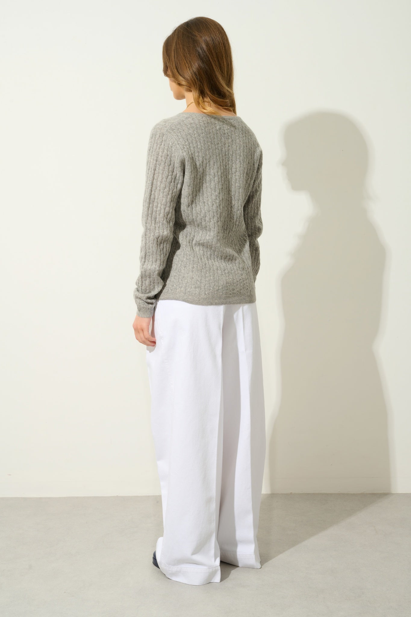 GRASMOOR pull col v nuage chiné 100% cachemire