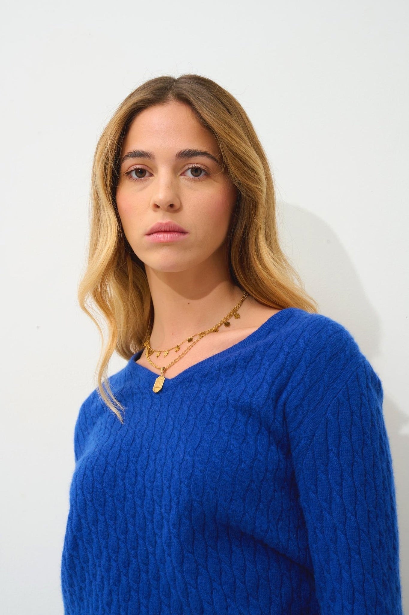 GRASMOOR Pullover mit V-Ausschnitt ultramarin 100% Kaschmir