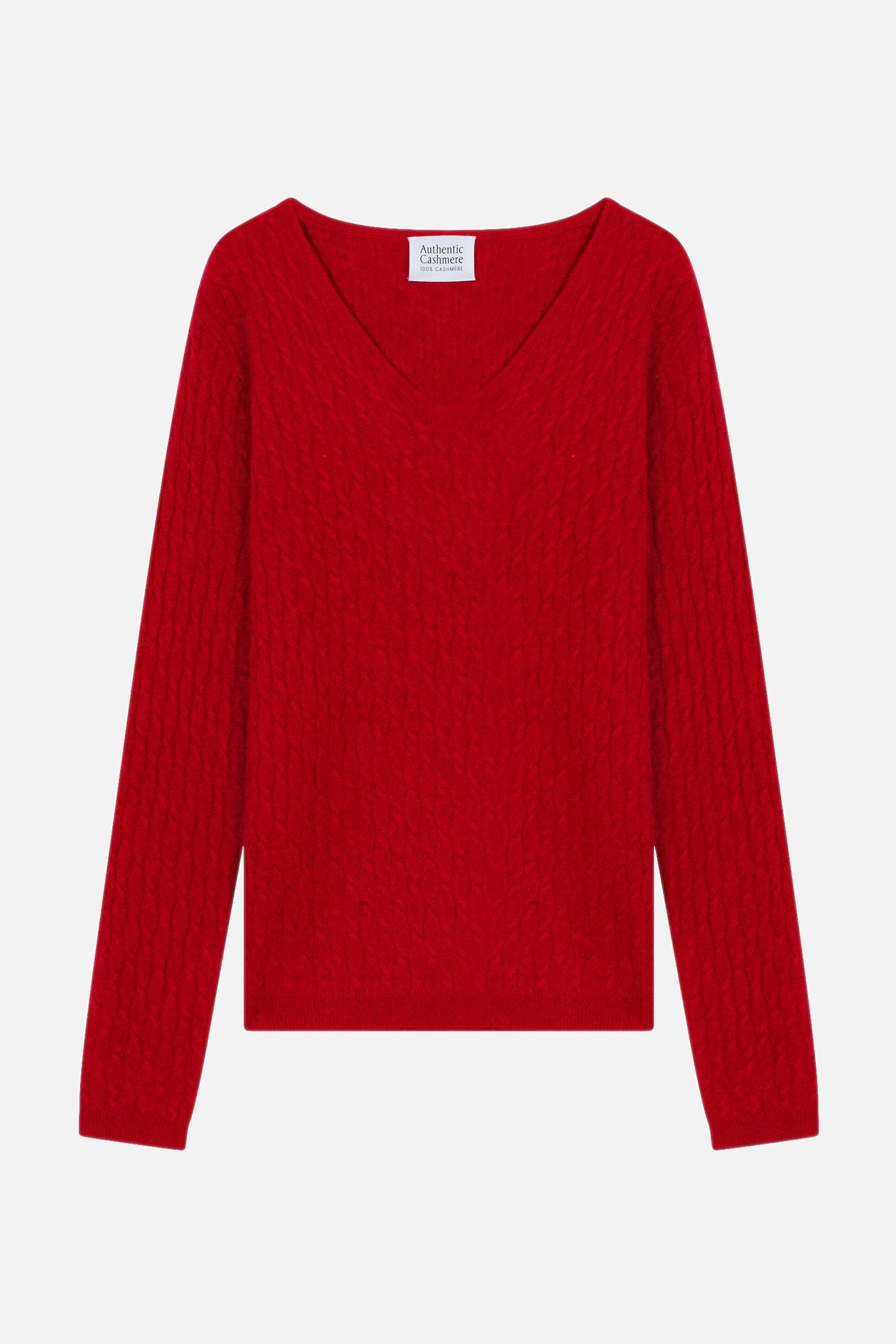 GRASMOOR Pullover mit V-Ausschnitt rot 100% Kaschmir