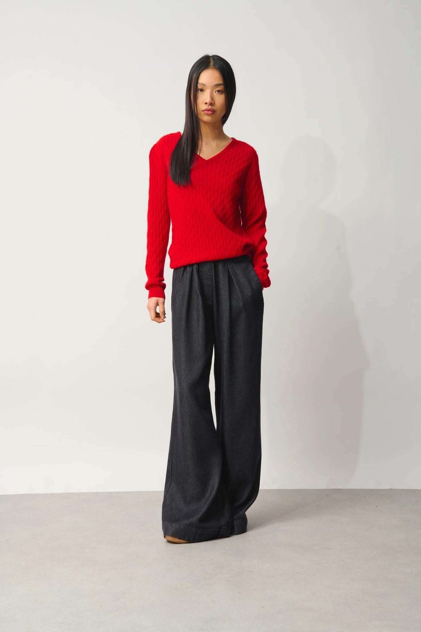 GRASMOOR Pullover mit V-Ausschnitt rot 100% Kaschmir