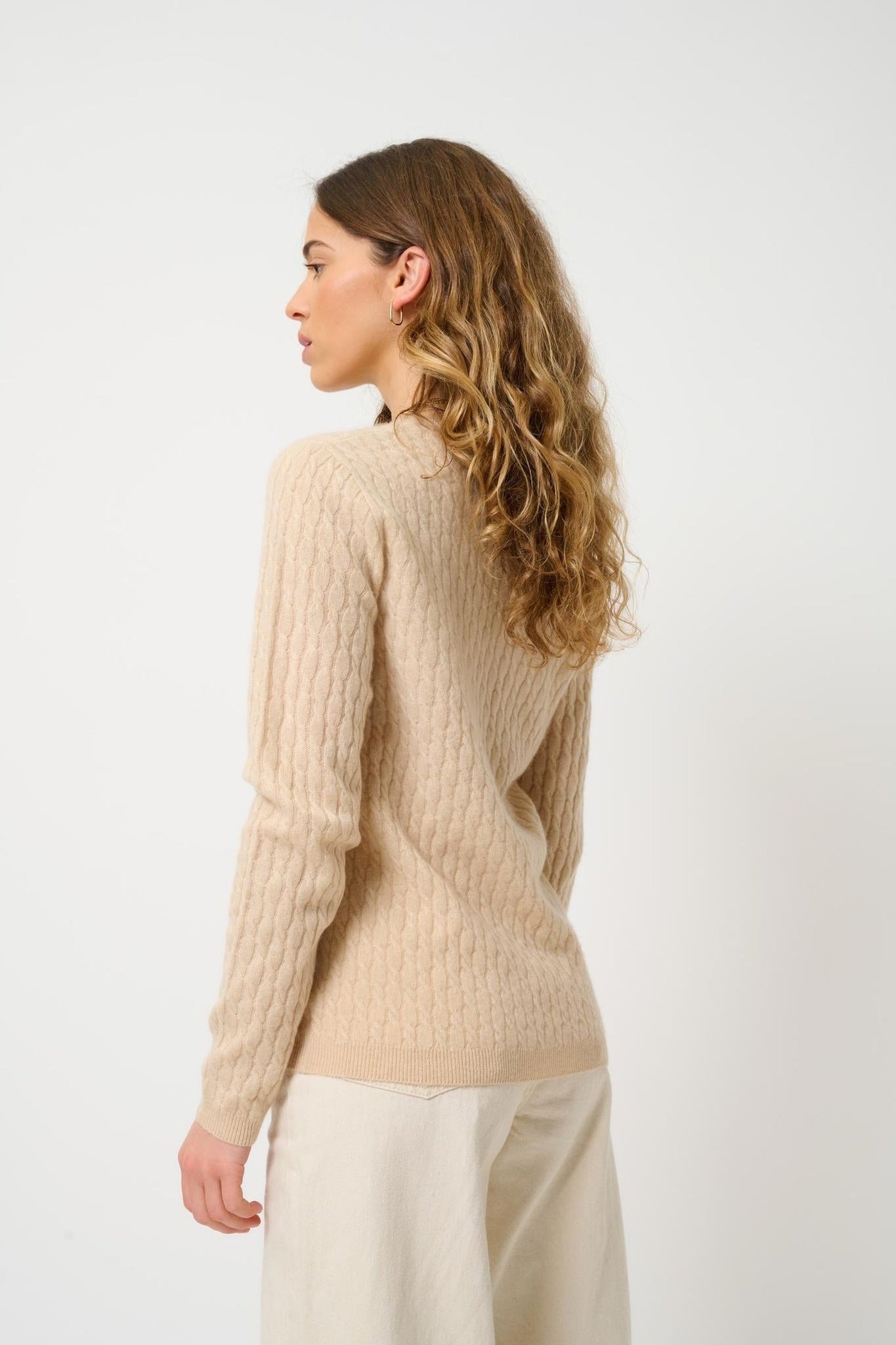 GRASMOOR Sand V-Ausschnitt Pullover 100% Kaschmir