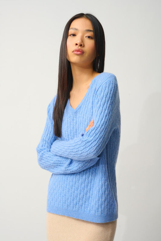GRASMOOR v-neck sweater sky 100% cashmere