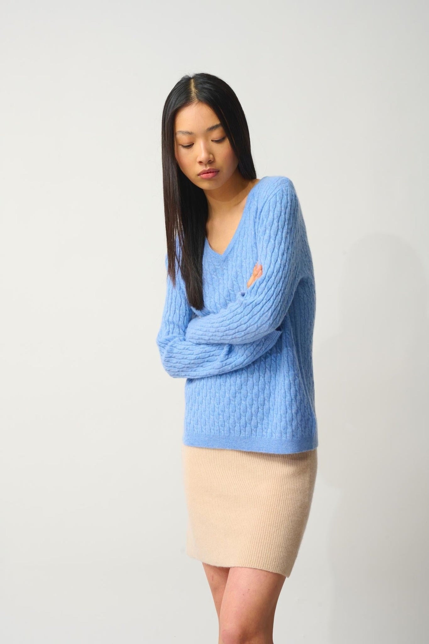 GRASMOOR Pullover mit V-Ausschnitt sky 100% Kaschmir