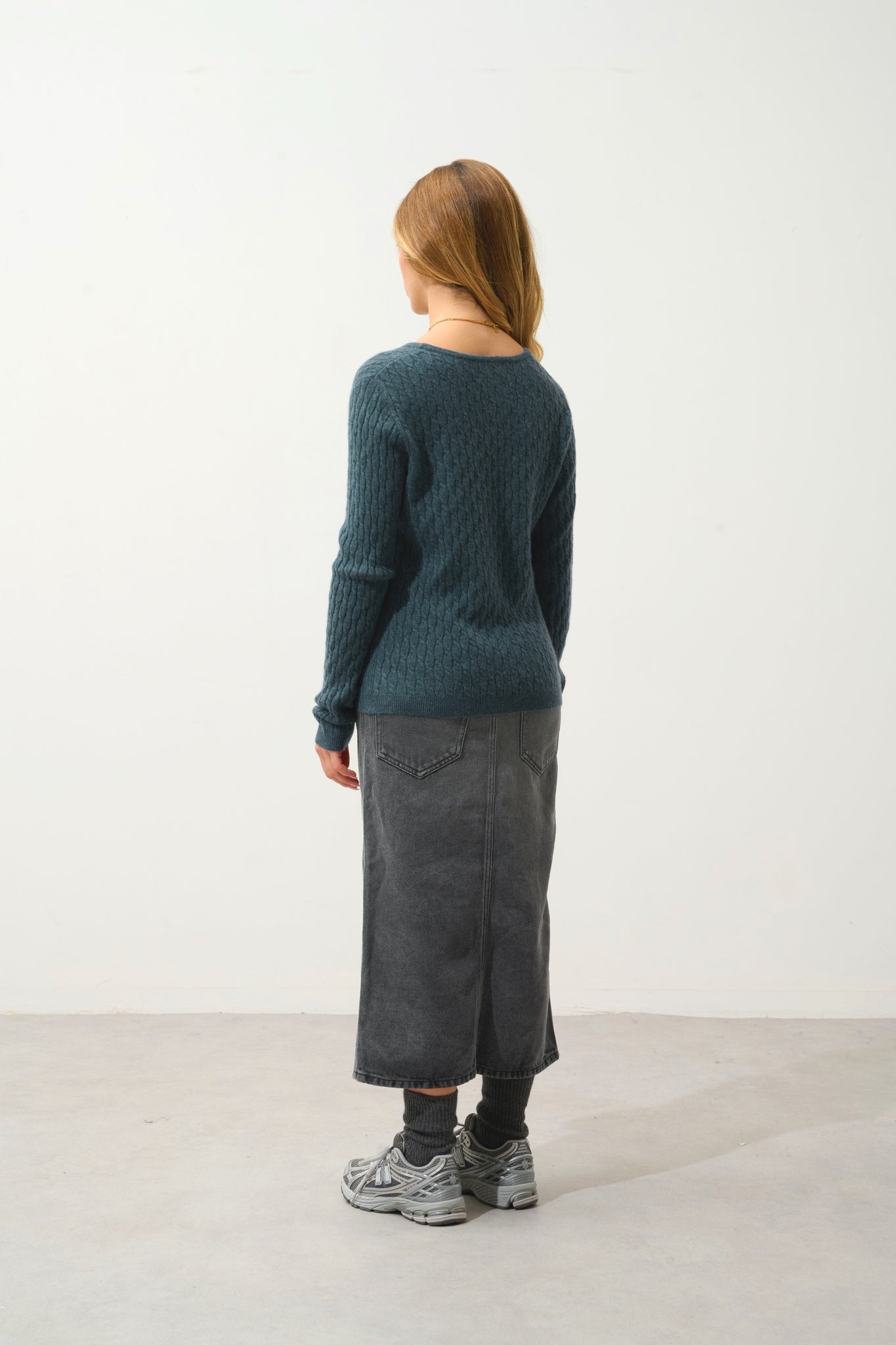 GRASMOOR duck-green mottled v-neck sweater 100% cashmere