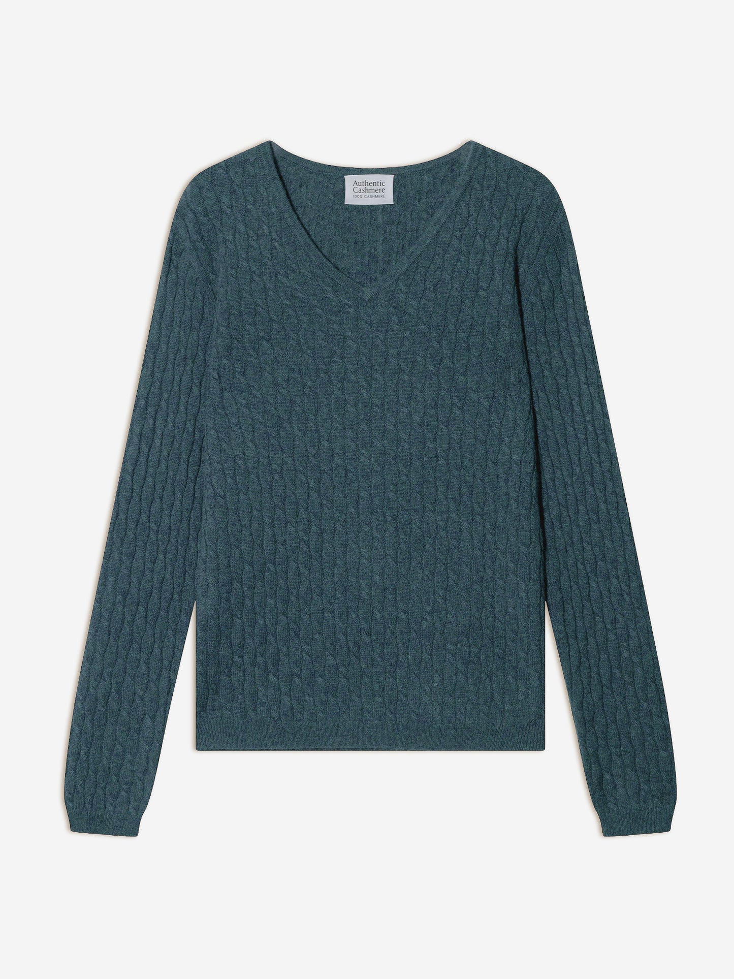 GRASMOOR duck-green mottled v-neck sweater 100% cashmere