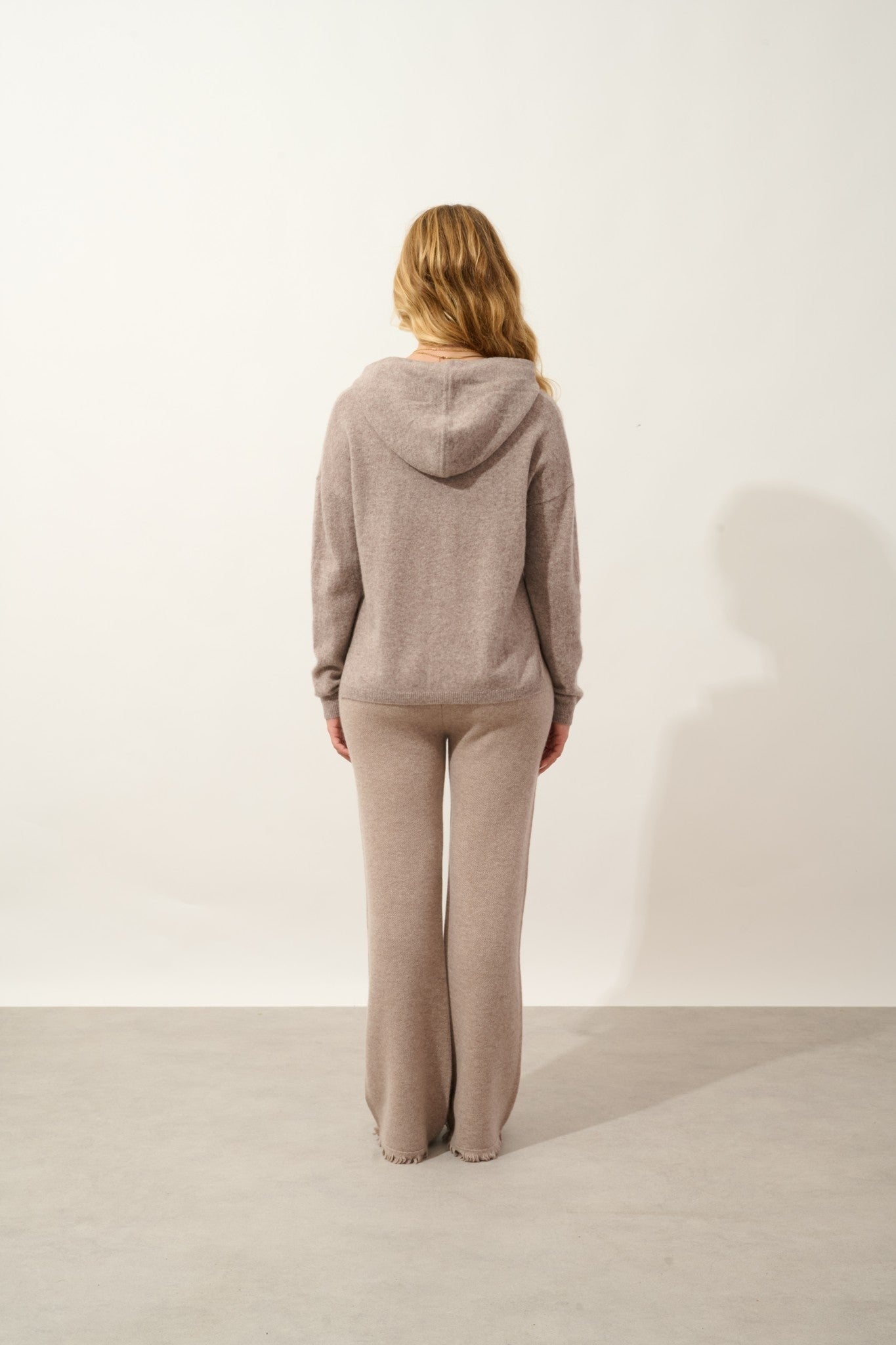 greta pull capuche caribou chiné 100% cachemire