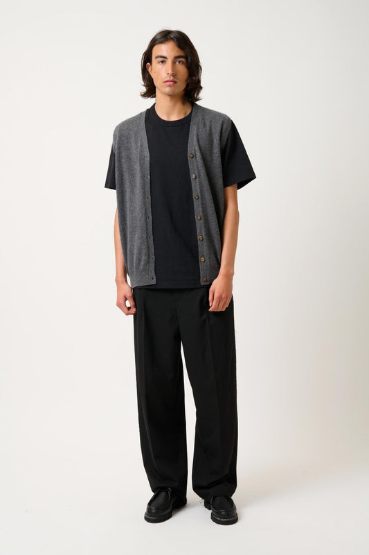 HUGO cardigan v-neck sleeveless anthracite mottled 100% cashmere