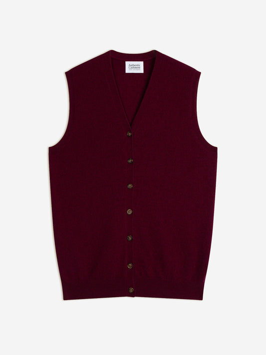 HUGO cardigan col v sans manches bordeaux 100% cachemire