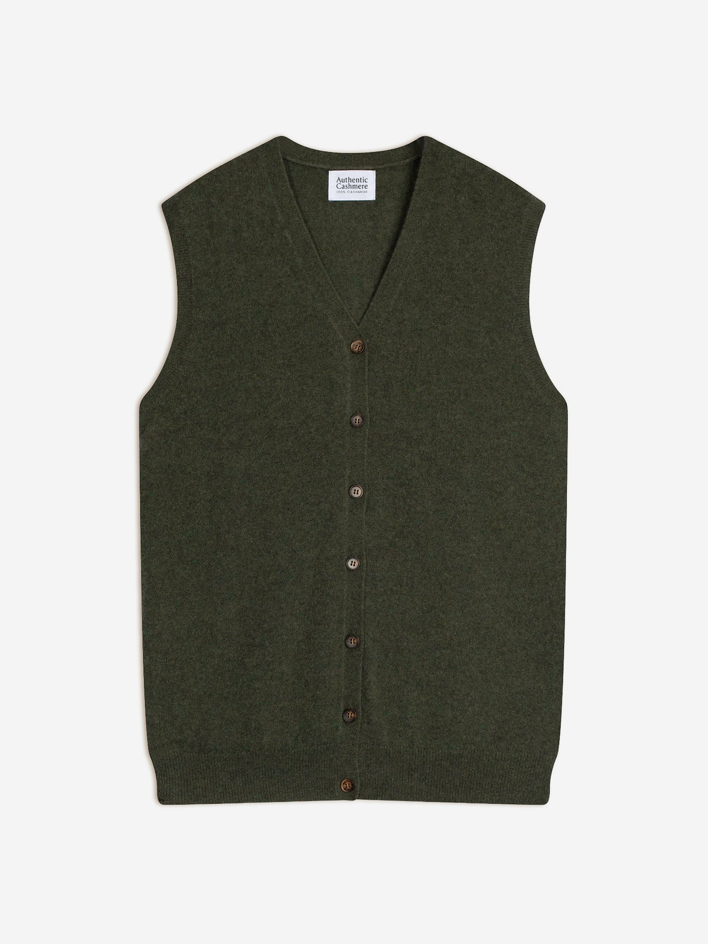 HUGO cardigan col v sans manches kaki chiné 100% cachemire