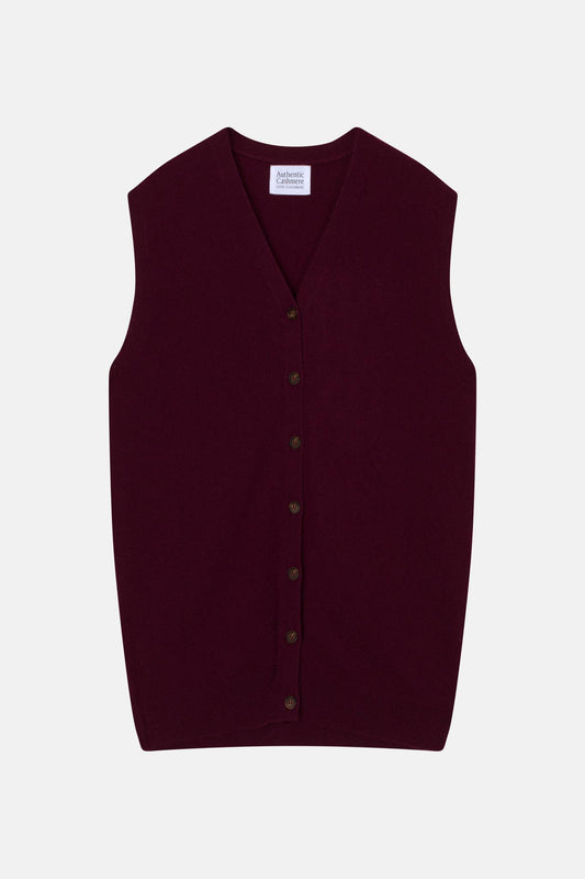 HUGO mulberry sleeveless v-neck cardigan 100% cashmere