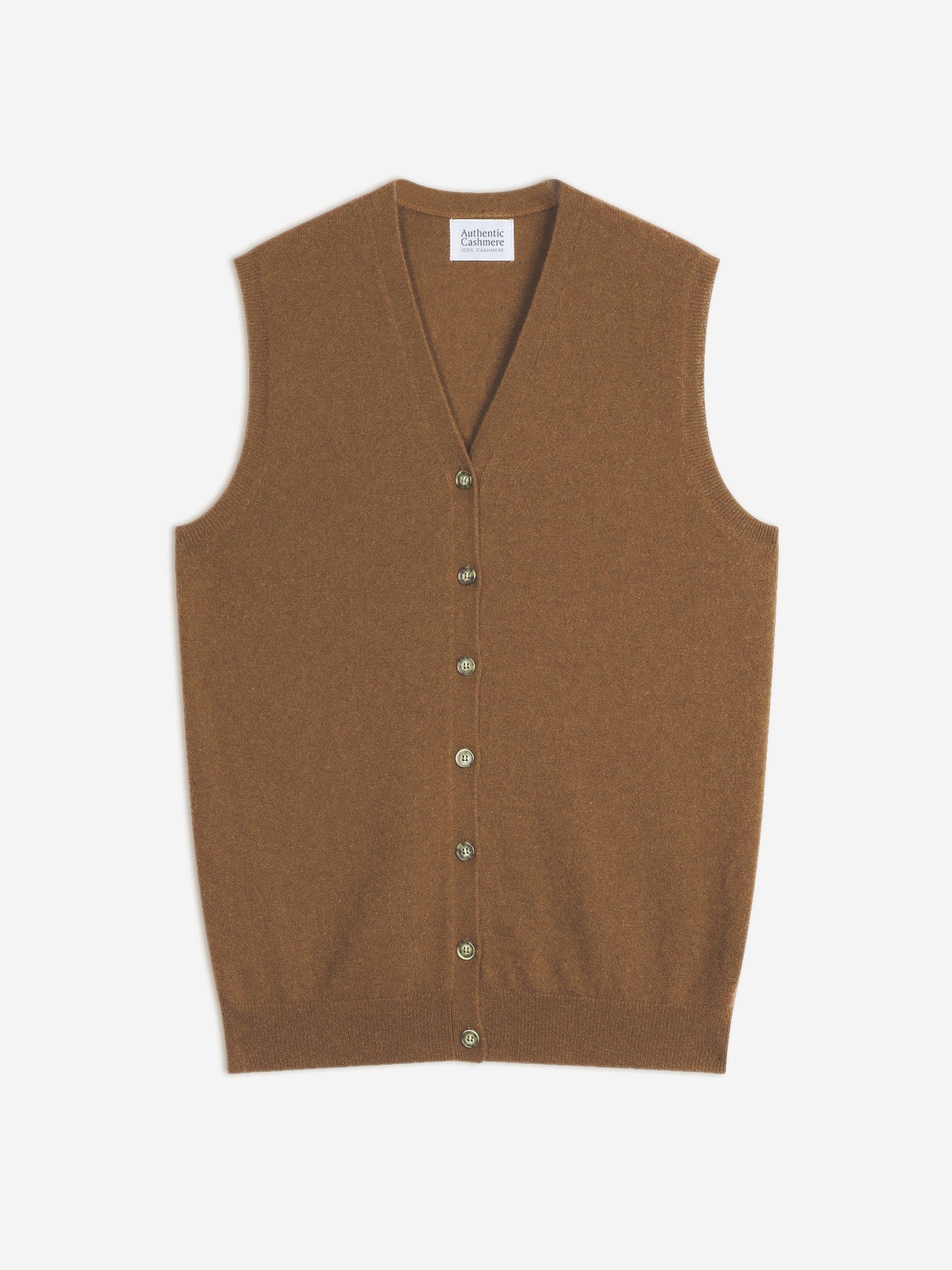 HUGO cardigan col v sans manches noisette 100% cachemire