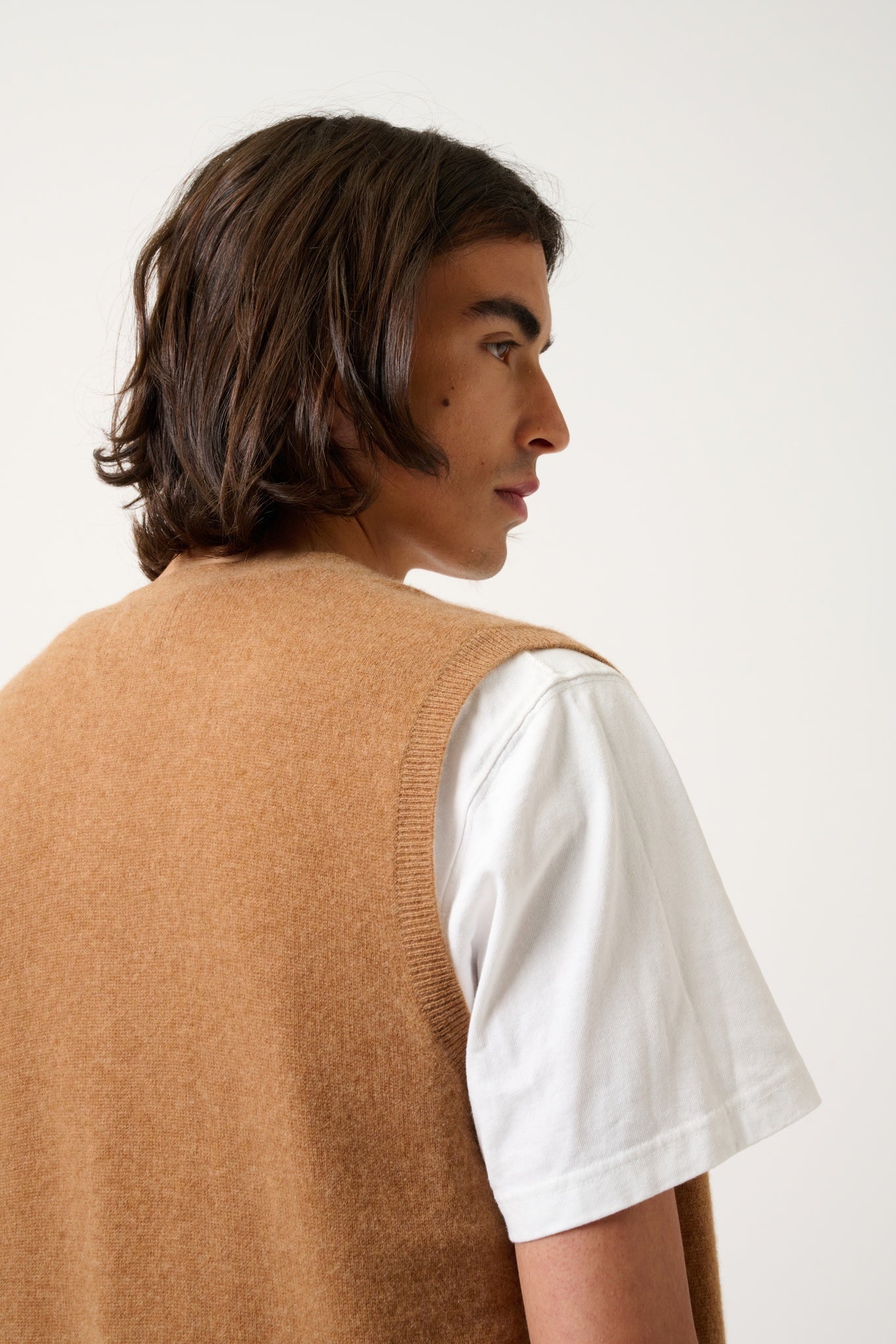 HUGO cardigan col v sans manches noisette 100% cachemire